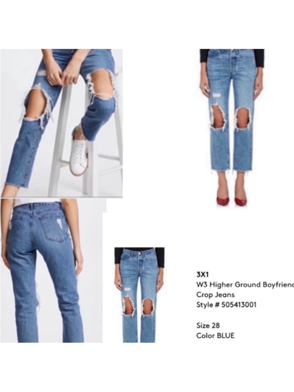 3x1 W3 Higher Ground Distressed Boyfriend Crop Jeans MOST WANTED!! $468.00 - Picture 3 of 16